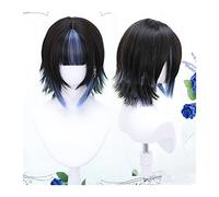 Wigs Fashion Short Hair Wig, Blue Highlights Black Lolita Cosplay Wig with Bangs Breathable Heat Resistant Synthetic Hair Wig for Party Costume Halloween Wig