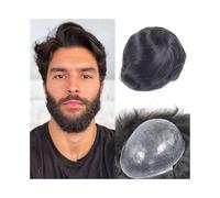 Wigs for men 0.08-0.10MM Full Skin PU Men's Toupee V Loop Human Hair Replacement System #1B Natural Black Mens toupees