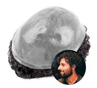 Wigs for men 20mm Curly Toupee for Men 0.08-0.10mm Double knotted Full PU Thin Skin Human Hair System Hairpieces Mens toupees(6x9)