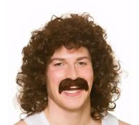 Wigs for Men,80s Wigs,Retro Pop Rock Curly Mens Wig,Suitable for Halloween,Christmas,Birthday Parties,Role Play (Brown)