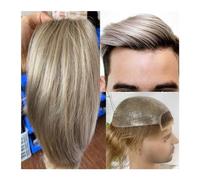 Wigs for men 8x10 French Lace Front Hair Pieces Toupee for Men African American Replacement System Ombre Ash Grey Men's Wigs Mens toupees(Gris)