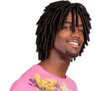 Wigs for Men Short Black Male Guy Human Hair 1970s, 80, Retro, Disco, Cowboy Carnival MultiMens Fancy Dress Cosplay Halloween wig (Wig Levi)