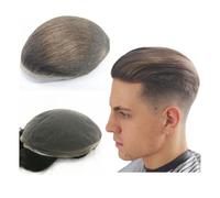 wigs for men Swiss Lace Toupee for Men Soft Hair Replacement System(Light Brown)