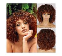 Wigs for Women Afro Bomb Curly Wigs for Black Women Short Afro Kinky Curly Wig with Bangs 12inch Synthetic Heat Resistant Full Curly Wig Wig for Daily Party Use(007)