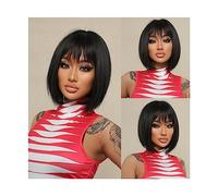 Wigs for Women Black Bob Natural Hair Wig Short Straight Synthetic Wigs with Bangs for Women Cosplay Daily Use Hair Wig Heat Resistant Fiber for Party Cosplay Wig