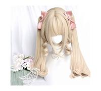Wigs for Women Blonde Synthetic Hair Wig Long Curly Wig with Bangs and Double Ponytail, Natural Heat Resistant Blonde Wig for Party Cosplay Costume Halloween Use for Party Cosplay Wig