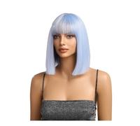 Wigs For Women Christmas Light Blue Qi Bangs Qi Short Straight Hair Chemical Fiber Full Head Cover European and Wig Wigs