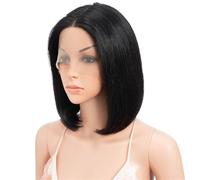 Wigs for Women Colored Short Straight Bob 13x1 T Lace Front Human Hair Wig for Women Brazilian Remy HairWigs 180 Density for Daily Party Cosplay Use(Black,10inch)