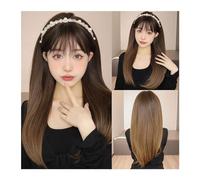 Wigs for Women Cosplay Natural Hair Wigs Party Heat Resistant Long Straight Synthetic Wig with Bangs Dark Black Hair Wigs for Women Costume Daily Party Hairpiece for Women Girls(LC036-1)