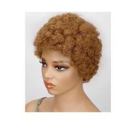 wigs for women Curly Afro Wigs Short Brown Wigs Blonde Pixie Curly Wig Human Hair Machine Made wig with bangs(Medium Brown)