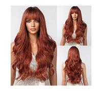 Wigs for Women Daily Cosplay Party Heat Resistant Long Chocolate Brown Ombre Synthetic Wigs with Bangs Natural Wavy Hairs Wig for Black Women Wig for Daily Party Use(Color:LC2097-2)