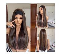 Wigs for Women Daily Party Use Heat Resistant Fake Hair Long Straight Headband Synthetic Natural Wigs Mixed Brown Hair Wigs for Black Women Wig for Daily Party Use(Color:HB006-1)