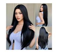 Wigs for Women Daily Use Natural Heat Resistant Fibre Fake Hair Black Long Straight Synthetic Wig for Women Middle Part Hair Wig Cosplay Party Wig for Daily Party Use(Color:WL1014-1)