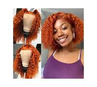 wigs for women Deep Wave Lace Front Wig T Part Lace Front Human Hair Wigs Pre Plucked Colored Bob Wigs wig with bangs(14inches)