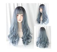 Wigs for Women Dense Long Wave Wig Women Wig with Bangs Blonde Cospaly Lolita Daily Party Synthetic Wigs Heat Resistant Fiber Natural Fake Hair Wig for Daily Party Use(Color:C8256-1)