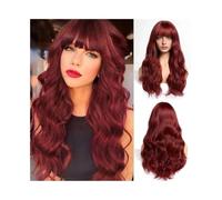 wigs for women Fashion Synthetic Wig Long Curly Hair with Bangs Big Waves Daily Festival Wig wig with bangs(2-131-wine red)
