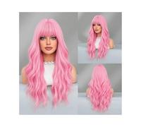 Wigs For Women Fashion Women'S Wig Long Curly Platinum Big Wave Curly Hair Full Head Set Air Fringe Wig Wholesale Wigs(Cherry Powder)