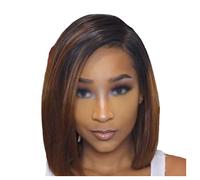 Wigs for Women Hair Replacement Wigs Bobo Head Long Bangs Short Straight Hair Top Gradient Black Mechanism High Temperature Silk Hair Cover Women's Wig