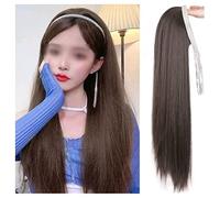 Wigs for Women Hair Replacement Wigs Female Long Hair U-shaped Half Head Cover Removable Long Straight Wig Simulation Human Hair Head Cover Women's Wig(A)