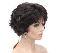 Wigs for Women Hair Replacement Wigs Short Curly Dark Auburn Synthetic Hair Full Wig Women Thick Wigs For Everyday Women's Wig(A)