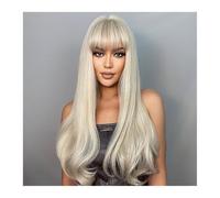 Wigs for Women Light Ash Blonde Cosplay Synthetic Wigs with Bangs Long Loose Wave Lolita Hair Wig for White Women Natural Daily Heat Resistant for Daily Party Cosplay Use
