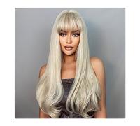 Wigs for Women Light Ash Blonde Cosplay Synthetic Wigs with Bangs Long Loose Wave Lolita Hair Wig for White Women Natural Daily Heat Resistant for Party Cosplay Wig