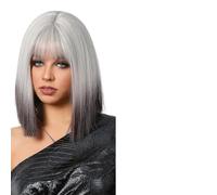 Wigs For Women Light Blue To White Ombre Wigs Short Straight Wig With Bangs For Womens Daily Use Party(LC8154-1)