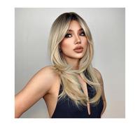 Wigs for Women Long Blonde Golden Straight Synthetic Wigs for Women Mid-Length Natural Layered Hair Wig Side Bangs Daily Cosplay Heat Resistant for Daily Party Cosplay Use