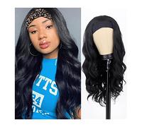 Wigs for Women Long Body Wavy Headband Wig for Women, 24 inch Natural Black Glueless Long Curly Synthetic Headband Wigs Natural Looking for Daily Party Wear for Party Cosplay Wig