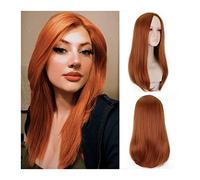 Wigs for Women Long Orange Wig for Women, Orange Middle Part Straight Hair Wig, Natural Heat Resistant Synthetic Fiber Wig for Daily Party Cosplay Use for Party Cosplay Wig