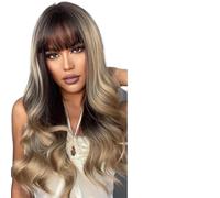 Wigs For Women Ombre Brown Gold Wig For Women Long Wavy With Bangs(LC040-1)