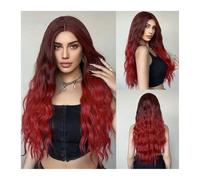 Wigs for Women Ombre Wine Red Long Water Wavy Synthetic Wigs Burgundy Cosplay Women Wig Middle Part Natutal Heat Resistant Fibers Hair for Daily Party Cosplay Use