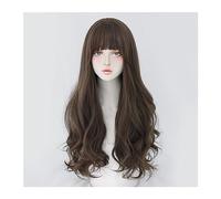 Wigs for Women Party Daily Use Heat Resistant Light Brown Fake Hair Long Wavy Wigs with Bangs Natural Black Synthetic Wigs for Women Cosplay Wig for Daily Party Use(Color:C-0333-1)
