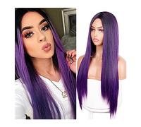 Wigs for Women Purple Synthetic Female Fair Wig Cosplay Long Smooth Wig Purple Daily Party Heat-resistant Glue-free for Party Cosplay Wig