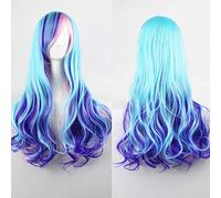 Wigs for Women Rechargeable Hair Dryer Cosplay Wavy Long Wigs Blue Curly Wig Extensions Synthetic Hair Sexy Fashion wig Hot for Women (blue, One Size)