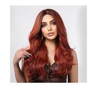 Wigs for Women Red Copper Long Curly Synthetic Hair Wigs for Women Cosplay Orange Red Middle Part Hair Natural Wave Party Heat Resistant Wig Wig for Daily Party Use