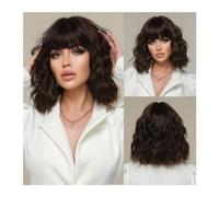 Wigs For Women Replacement Wig For Women Daily Party 14 Inch Short Synthetic Bob Curly Wave Ombre Copper Blonde Color Hair Wigs With Bangs Costume Daily Party Hairpiece for Women Girls(LC8087-1)