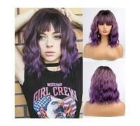 Wigs for Women Replacement Wig For Women Daily Party 14 Inch Short Synthetic Bob Curly Wave Ombre Copper Blonde Color Hair Wigs With Bangs Human Hair(LC8062-1)