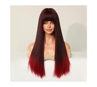 Wigs for Women Resistant Party Daily Use Female Fake Hair Ombre Black Grey Long Straight Wig for Women Natural Synthetic Wigs with Bangs Heat Wig for Daily Party Use(Color:MW9053-1)