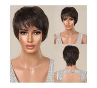 Wigs for Women Short Dark Brown Wig with Bangs Synthetic Pixie Cut Natural Hair Wigs for Black Women Heat Resistant Female Cosplay Daily Hair for Daily Party Cosplay Use