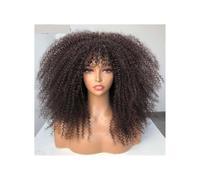 Wigs for Women Short Hair Afro Kinky Curly Wig with Fringe Loose Synthetic Cosplay Fluffy Natural Wigs for Women Wigs for Women for Daily Party Cosplay Use(Brown)