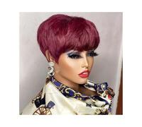wigs for women Short Layered Pixie Human Hair Wigs for Black Women Human Hair wigs With Bangs wig with bangs(99J)