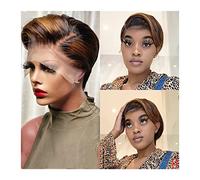 Wigs for Women Short Ombre Gold Blonde Wigs Pixie Cut Short Bob Lace Front Human Hair Wigs 13X4 Brazilian Remy Hair Lace Wigs for Black Women Wig for Daily Party Use(150%)
