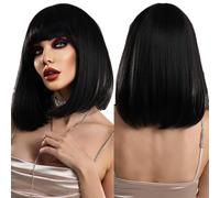 Wigs For Women Short Straight Ombre Blonde Wig For Women Daily Party Fashion Black Hair Wigs With Fluffy Bangs(MW1043-802)