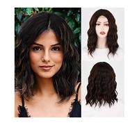 Wigs for Women Short Wavy Bob Wigs for Women 15 Inch Middle Part Shoulder Length Short Bob Wigs Wave Curly Heat Resistant Synthetic Wig for Daily Party Wig for Daily Party Use(006)