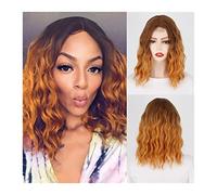Wigs for Women Short Wavy Bob Wigs for Women 15 Inch Middle Part Shoulder Length Short Bob Wigs Wave Curly Heat Resistant Synthetic Wig for Daily Party Wig for Daily Party Use(009)