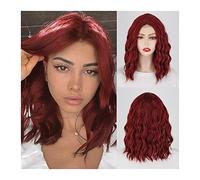 Wigs for Women Short Wavy Bob Wigs for Women 15 Inch Middle Part Shoulder Length Short Bob Wigs Wave Curly Heat Resistant Synthetic Wig for Daily Party Wig for Daily Party Use(001)