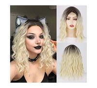 Wigs for Women Short Wavy Bob Wigs for Women 15 Inch Middle Part Shoulder Length Short Bob Wigs Wave Curly Heat Resistant Synthetic Wig for Daily Party Wig for Daily Party Use(003)