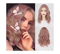 Wigs for Women Short Wavy Bob Wigs for Women 15 Inch Middle Part Shoulder Length Short Bob Wigs Wave Curly Heat Resistant Synthetic Wig for Daily Party Wig for Daily Party Use(008)