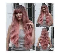 Wigs For Women Soft Full Wig Party Use Black Natural Wavy Wigs with Bangs Long Black Synthetic Daily Wig Heat Resistant Women Wig Costume Daily Party Hairpiece for Women Girls(LC3011-1)